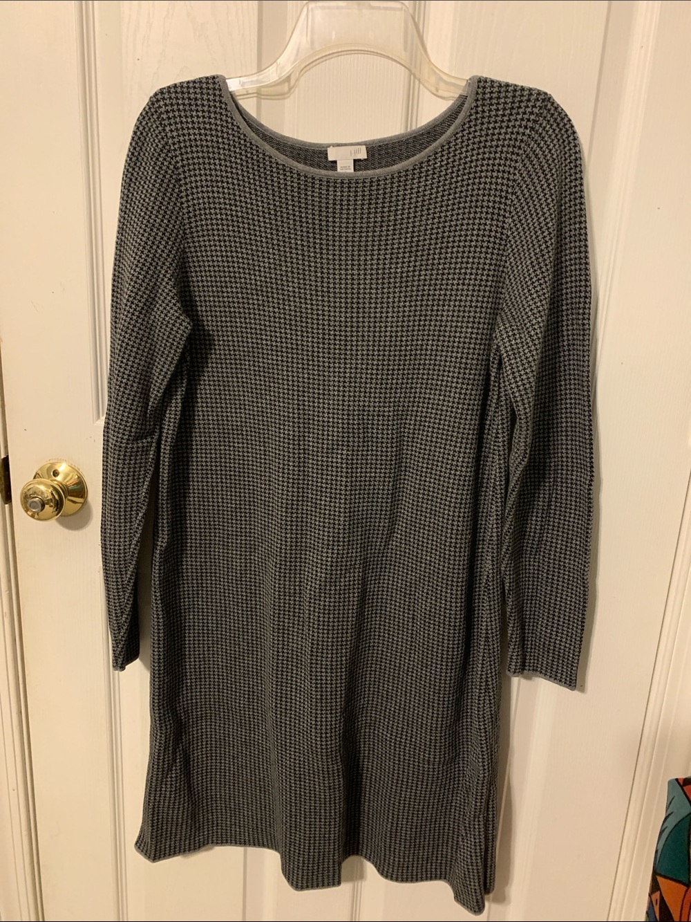 J. Jill Houndstooth Long Sleeve Knit Shift Dress